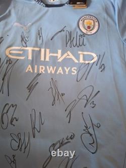 Hand Signed Manchester City Squad Signed Shirt With Club Coa Hand Signed Manchester City Squad Signed Shirt With Club Coa
