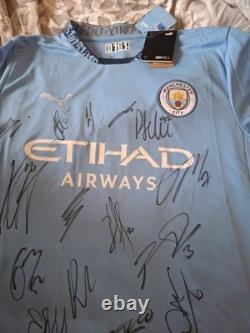 Hand Signed Manchester City Squad Signed Shirt With Club Coa Hand Signed Manchester City Squad Signed Shirt With Club Coa