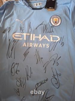 Hand Signed Manchester City Squad Signed Shirt With Club Coa Hand Signed Manchester City Squad Signed Shirt With Club Coa
