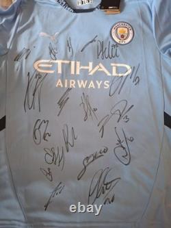 Hand Signed Manchester City Squad Signed Shirt With Club Coa Hand Signed Manchester City Squad Signed Shirt With Club Coa