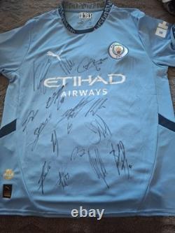 Hand Signed Manchester City Squad Signed Shirt With Club Coa Hand Signed Manchester City Squad Signed Shirt With Club Coa