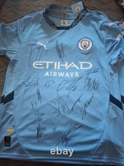 Hand Signed Manchester City Squad Signed Shirt With Club Coa Hand Signed Manchester City Squad Signed Shirt With Club Coa