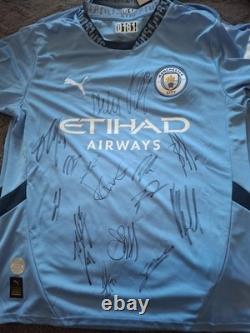 Hand Signed Manchester City Squad Signed Shirt With Club Coa Hand Signed Manchester City Squad Signed Shirt With Club Coa