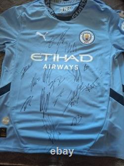 Hand Signed Manchester City Squad Signed Shirt With Club Coa Hand Signed Manchester City Squad Signed Shirt With Club Coa