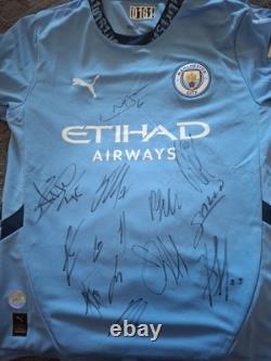 Hand Signed Manchester City Squad Signed Shirt With Club Coa Hand Signed Manchester City Squad Signed Shirt With Club Coa