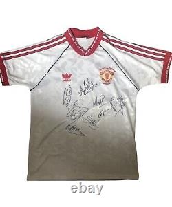 Hand Signed Manchester United 1991 Cup Winners Cup Shirt X8 Ferguson Robson+ Coa