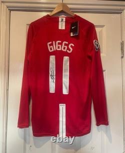 Hand Signed Ryan Giggs Manchester United Long Sleeve 2008 Ucl Winners Shirt
