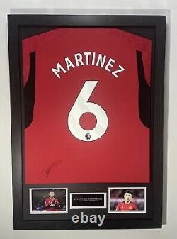 Hand signed Lisandro Martinez Framed Shirt display Manchester United + COA