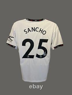 Jadon Sancho Signed 22/23 Manchester United Away Football Shirt COA