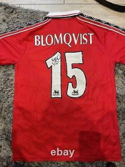 Jesper blomqvist signed Manchester United 1999 shirt legend autograph