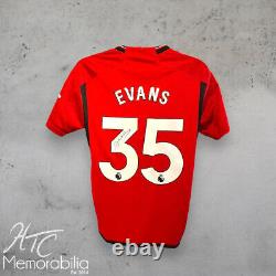 Jonny Evans Signed 23/24 Manchester United Football Shirt COA