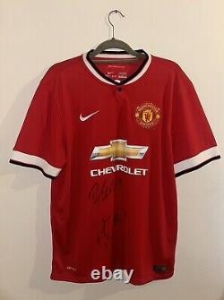 Jonny Evans, Wilson and Cleverley Manchester United Signed Football Shirt COA