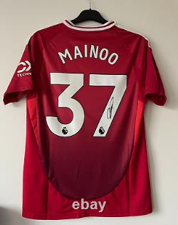 Kobbie Mainoo Genuine signed Manchester United home shirt Jersey proof +COA