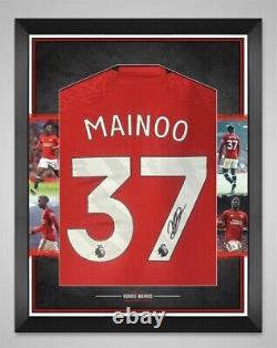 Kobbie Mainoo Hand Signed & Framed Manchester United Football Shirt