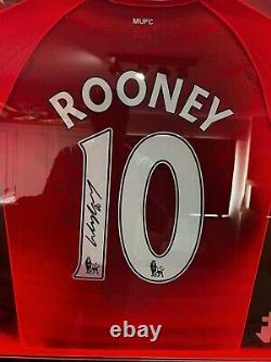 LED Framed Wayne Rooney Hand Signed Manchester United Football Shirt With Coa