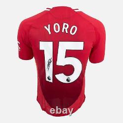 Leny Yoro Signed Manchester United Shirt 2024-25 Home 15