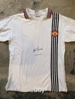 Lou Macari Signed Manchester United Score Draw Retro Shirt Autograph Legend