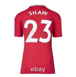 Luke Shaw Back Signed Manchester United 2022-23 Home Shirt with Fan Style Number