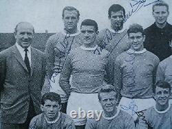 MANCHESTER UNITED 1963 SIGNED BY 15 INC SHAY BRENNAN HARRY GREGG ETC. 13 x 10