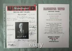 MANCHESTER UNITED A4 DISPLAY CONTAINING 19 MULTI PLAYERS SIGNATURES COA 50s-70s