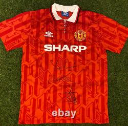 MANCHESTER UNITED FC 1992/1993 Signed Shirt Hughes Parker Blackmore Pallister