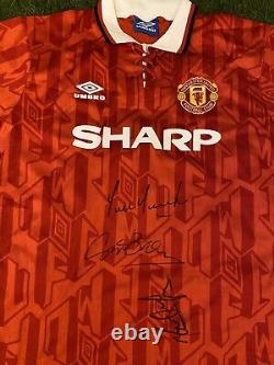 MANCHESTER UNITED FC 1992/1993 Signed Shirt Hughes Parker Blackmore Pallister