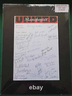 MANCHESTER UNITED FOOTBALLERS SIGNED DISPLAY x 23 LEGENDS 1940S TO 1980S COA