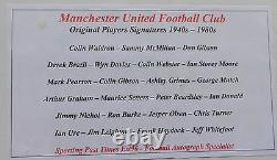 MANCHESTER UNITED FOOTBALLERS SIGNED DISPLAY x 23 LEGENDS 1940S TO 1980S COA