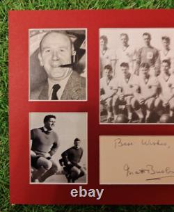 MANCHESTER UNITED SIGNED DISPLAY By Matt Busby In A4 Mount. Brilliant Rare 1958