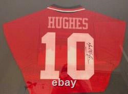 MARK HUGHES signed Manchester United shirt framed football MAN U official 90s uk