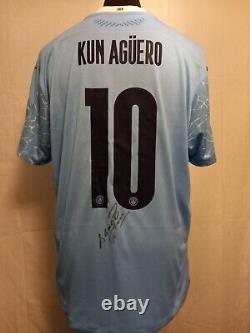 Manchester City Number 10 Home Man City Shirt Signed Sergio Kun Aguero