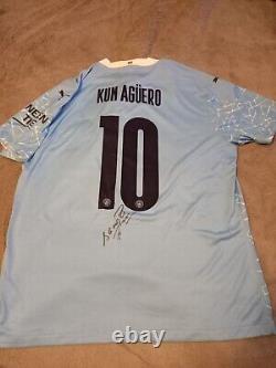 Manchester City Number 10 Home Man City Shirt Signed Sergio Kun Aguero