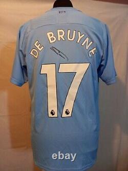 Manchester City Number 17 Home Man City Shirt Signed Kevin De Bruyne