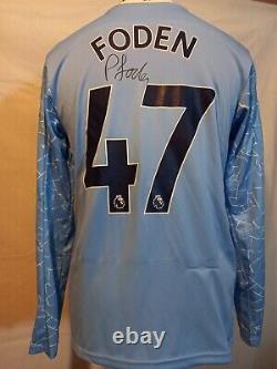 Manchester City Number 47 Home Man City Shirt Signed Phil Foden