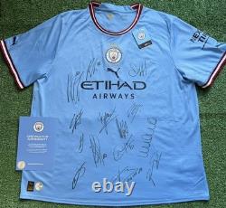 Manchester City Squad Signed Treble Winners 2022/23 Shirt with OFFICIAL CLUB COA