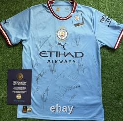 Manchester City Squad Signed Treble Winners 2022/23 Shirt with OFFICIAL CLUB COA