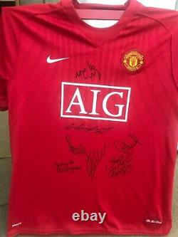 Manchester United 08 Signed Auto Jersey Ronaldo+giggs+rooney+carrick+scholes+saf