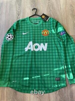 Manchester United 12/13 C. L. Goalkeeper Shirt New Adults(m) Signed By 1 De Gea