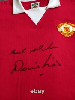 Manchester United 1970'S Retro Shirt Signed Denis Law Guarantee