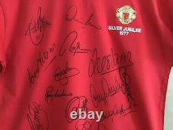 Manchester United 1977 Silver Jubilee Shirt Signed by 17 players & Alex Ferguson