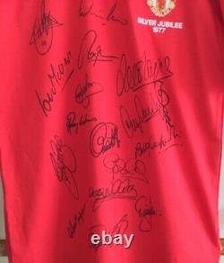 Manchester United 1977 Silver Jubilee Shirt Signed by 17 players & Alex Ferguson