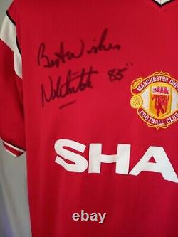 Manchester United 1985 Retro Home Shirt Signed Bryan Robson & Norman Whiteside