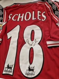Manchester United 1998/99 Home Shirts Number Signed By Paul Scholes