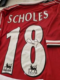 Manchester United 1998/99 Home Shirts Number Signed By Paul Scholes