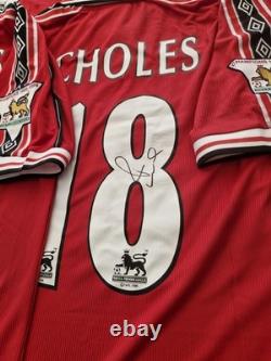 Manchester United 1998/99 Home Shirts Number Signed By Paul Scholes