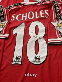 Manchester United 1998/99 Home Shirts Number Signed By Paul Scholes