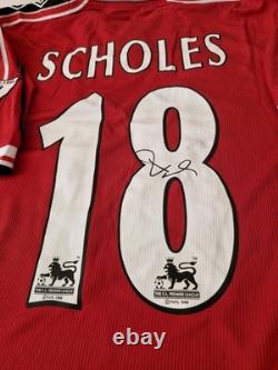 Manchester United 1998/99 Home Shirts Number Signed By Paul Scholes