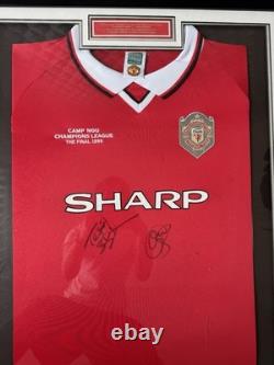 Manchester United 1999 Champions League Final Shirt Signed Solskjær + Sheringham