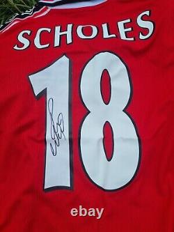 Manchester United 1999 Shirt Signed By Paul Scholes