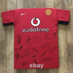 Manchester United 2002/03 Framed Signed Shirt 16 Signatures Including Beckham